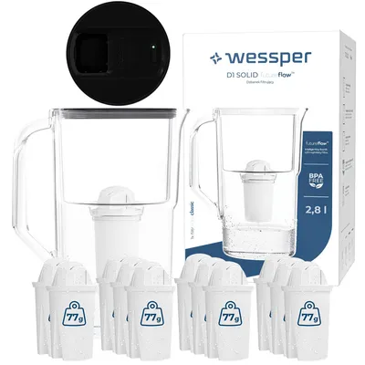 Imagen del producto de Jarra filtrante Wessper D1 SOLID FutureFlow™ de 3,3 litros, color , con indicador LED y 12 filtros aquaclassic