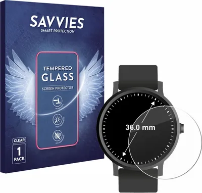 Produktbild von Savvies Schutzglas für Armbanduhren (Kreisrund, ø: 36 mm) Displayschutz 9H Glas klar transparent