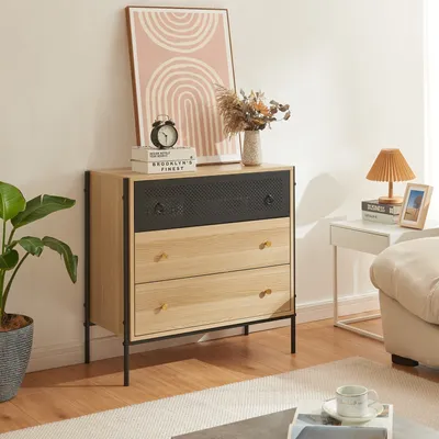Obrázek produktu pro Komoda 'Tysnes' se 3 zásuvkami 80x80x40 cm dub/černá
