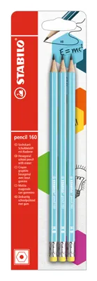 Produktbild von Bleistift mit Radierer - STABILO pencil 160 in blau - Härtegrad HB - 3er Pack