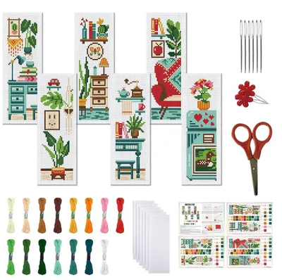 Kreuzstich Lesezeichen Set, 6 Stück, 11CT, für Anfänger