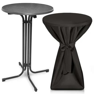 Image de Table haute d'extérieur Beautissu Bellini, pliable, Ø70cm, noire, avec housse