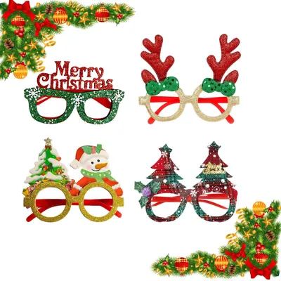 Weihnachtsbrille für Kinder und Erwachsene, grün, 1 Stück