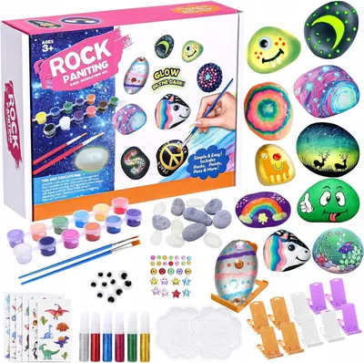 Produktbild von Kreativ-Set Steine Malen DIY Bastelset für Kinder 12 Teile