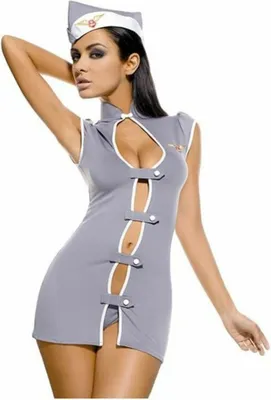 Obrázok produktu pre Obsessive Stewardess, Súprava spodnej bielizne, Šedá, S/M, Jednofarebné, nikel, Box
