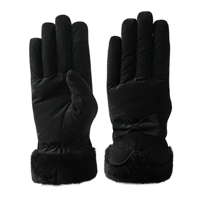Produktbild von Fahrradhandschuhe Damen, Winterhandschuhe mit Plüsch Gefütterte, Touchscreen Handschuhe, Schwarz