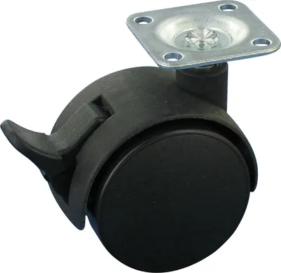 Produktbild von Satz 4x Möbelrolle Doppelrolle hartes Rad Ø2x 40X10 Platte 38x38 Bremse