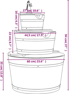 Produktbild von vidaXL Gartenbrunnen mit Pumpe 60x60x94 cm Massivholz Tanne