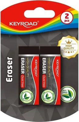 Image de Gomme technique KEYROAD noire 2 pièces sous blister