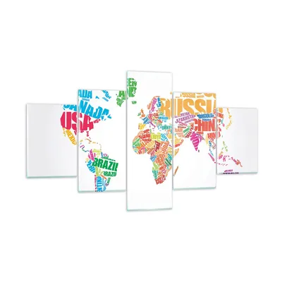 Produktbild von Bilder auf glas - Karte Worte Welt Geographie - 125x70cm - Glasbilder - Wandbilder - Kunstdruck - zum Aufhängen bereit - Wanddekoration aus Glas - Glas Bilder - Wandbild auf Glas - GEA125x70-2860
