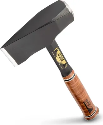 Image de Marteau à fendre le bois ESTWING avec manche en cuir, 60 x 35 mm, 1 800 g, avec housse de protection en nylon, édition spéciale | Diamètre : 35 x 35 mm S : 60 mm Longueur : 355 mm Poids total : 1 800 g