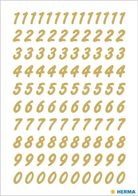 Produktbild von HERMA 4151 Zahlen Aufkleber gold 0-9, 208 Stück, Schriftgröße 8 mm, selbstklebend, wetterfest, klein, Nummer Ziffer Klebezahlen Sticker Hausnummern aus Folie zum Aufkleben, transparent