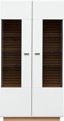 Produktbild von Vitrine Standvitrine, 98cm breit, weiß mit Eiche, FALLON-55