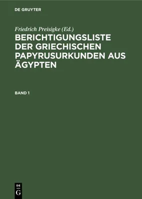 Produktbild von Berichtigungsliste der griechischen Papyrusurkunden aus Ägypten. Heft 1