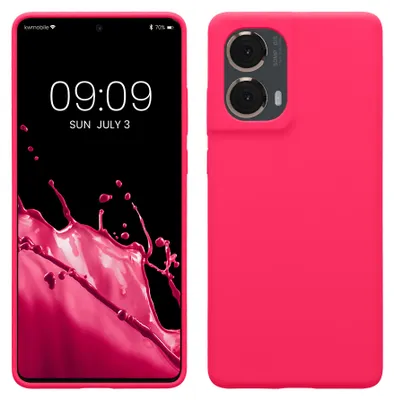 Produktbild von kwmobile Handyhülle für Motorola Moto G85 5G Hülle - Case Silikon - Kabelloses Laden - Schutzhülle Cover in Neon Pink