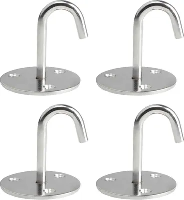 Produktbild von Dreifachhaken, 4 Stück, Deckenplattenhaken, Edelstahl-Dreifachhaken mit Schrauben, robuste Haken für Deckenventilatoren, Yoga, Pflanzenhaken