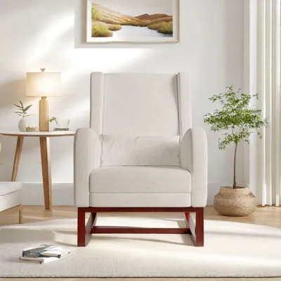 Image de Fauteuil berçant - Transat - Fauteuil relaxant - Fauteuil lounge - Beige - Support lombaire ergonomique
