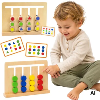 Productafbeelding van Viga Montessori kleur- en vormpuzzelspel