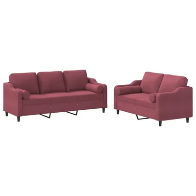 Produktbild von 2-tlg. Sofagarnitur mit Kissen Weinrot Stoff