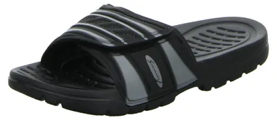 Produktbild von Leichte Badepantoletten Schwarz/Silber mit Klettverschluss aus Synthetik