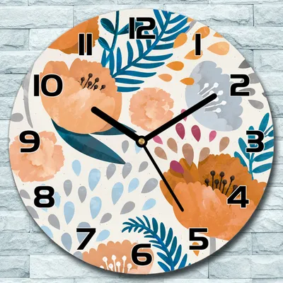 Produktbild von Wanduhr aus Glas Rund fi 30  Orangenmohn Quarz Deko Schlafzimmer Büro