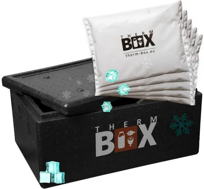 Produktbild von THERM BOX Profi Styroporbox Gastro GN mit 5x Kühlakku für Kühlbox 40L Innen: 54x34x21,5cm Transportbox Wiederverwendbar