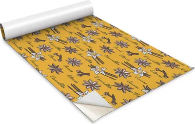 Produktbild von Selbstklebende Möbelfolie - Dekorationsfolie - Tischmöbel - Zuschneidbar - Gelbe Vanillemotive - 100 x 50 cm