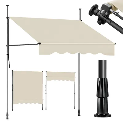 Produktbild von Klemmmarkise Markise für balkon mit Kurbel Sonnenschutz ohne Bohren UV-beständig B x H: 300 x 212-310 cm, Beige