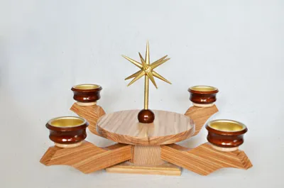 Produktbild von Weihnachtsdeko Adventsleuchter mit Teelichter natur BxH 38x38xcm NEU
