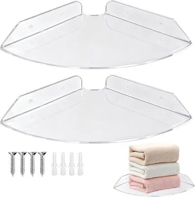 Produktbild von Eckregal für Badezimmer, Küche und Wohnzimmer - Weiß Acryl