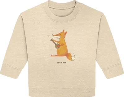Produktbild von Mr. & Mrs. Panda Organic Baby Pullover Fuchs Gitarre 12. - 18. Monat - Natural Raw - Geschenk, Sängerin, Bullover, Singen, Musik, Optimistisch
