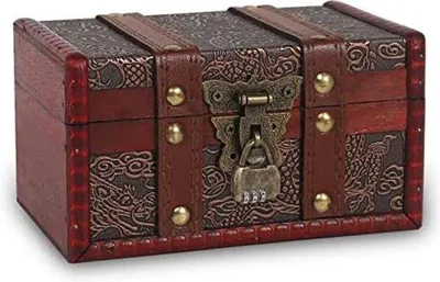 Produktbild von Famanu Schatzkiste mit Zahlenschloss - Vintage Holzschatzkiste - Kleine Schatzkiste - 16 x 10 x 9 cm