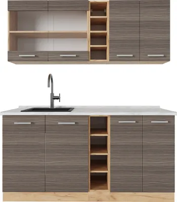 Produktbild von Singleküche Vicco R-Line Edelgrau/Goldkraft Eiche 160 cm , AP Marmor, Model 53823