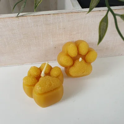 Zdjęcie produktu dla Świeczka z wosku pszczelego, zestaw 2 sztuki, świeczka w kształcie łapki, 2,5 cm