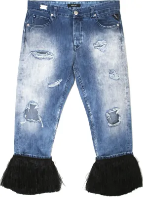 Produktbild von 21761 Replay, Gracelly,  3/4 Damen Jeans Hose, Denim, blue destroyed, W 28 L 24