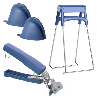 Productafbeelding van 4-delige set silicone keukentangen met hittebestendige handschoenen