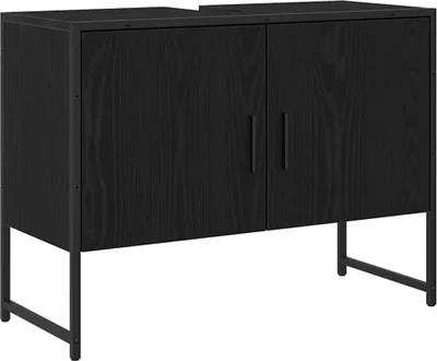 Produktbild von vidaXL Waschbeckenunterschrank Schwarz Eichen-Optik 80 x 30 x 60 cm