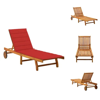 Immagine prodotto di vidaXL Lettino da sole con cuscino in legno massiccio di acacia - Lettini da sole