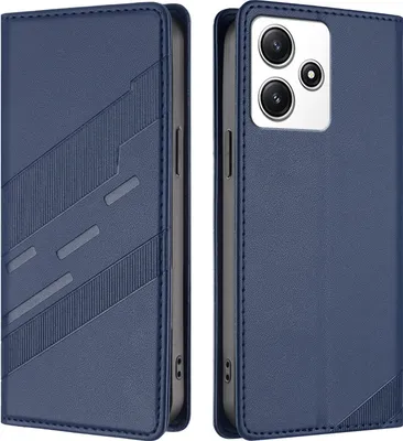A collage of two images showing a blue phone case from the front and back.