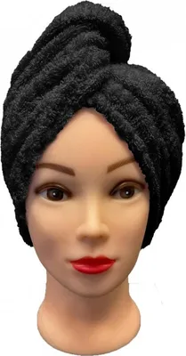 Obrázok produktu pre Rýchloschnúci froté turban na vlasy čierny, 100% bavlna