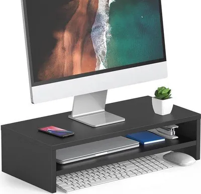 Image de Support pour plusieurs écrans en bois noir pour ordinateur portable