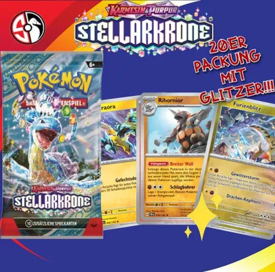 Produktbild von POKÉMON STELLARKRONE 20 Stück | TERAPAGOS | GLITZER, DEUTSCH, BOOSTERFRISCH sammelkarten