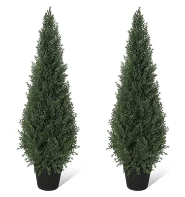 Produktbild von Künstlicher Zedernbaum 2er-Set - Bodenpflanze im Topf - Höhe 150 cm - PE-Material - Naturgetreue Optik - Für Innenbereich