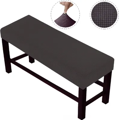 Produktbild von Sitzbezüge zum Essen, Jacquard-Rechteckbank-Schonbezug mit hoher Dehnung, Sitzkissenbezüge, Schonbezüge für Sitzkissen (groß - dunkelgrau)