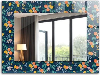Produktbild von Bedruckter Spiegel - Wandspiegel - Dekorativer - Modern - 80x60 cm - Blumen Und Früchte