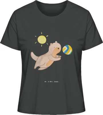Produktbild von Mr. & Mrs. Panda Damen T-Shirt Otter Beachvolleyball Größe XL - Anthrazit - Geschenk, shirt, Oberteil, Volleyball, Kurzarmshirt, Sommershirt, Volleyballturnier, Basic