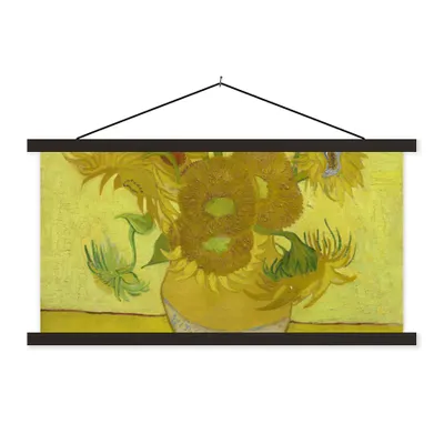Produktbild von MuchoWow® Textilposter Sonnenblumen - Vincent van Gogh 90x45 cm mit schwarzem Rahmen - Klemmleisten