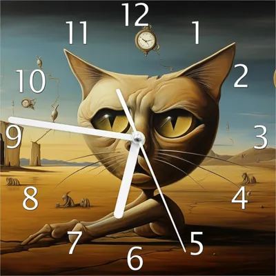 Produktbild von Wallario Design Wanduhr Katze als Zeitwächter aus Echtglas, Größe 20 x 20 cm