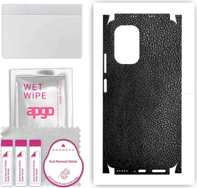 Produktbild von apgo Rückseite + Seiten Schutzfolie, Skin, kompatibel mit Xiaomi Mi 11X Pro, Hinten Displayschutzfolie aus Vinylfolie, kratzfest, einfache Montage - Schwarzes Leder