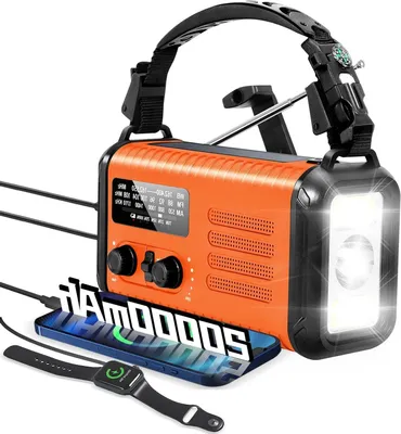 Image de Noodradio - Radio solaire - Situations d'urgence - Batterie 20000 mAh - Dimensions : 17,6 x 10 x 7,6 cm - Couleur : orange
